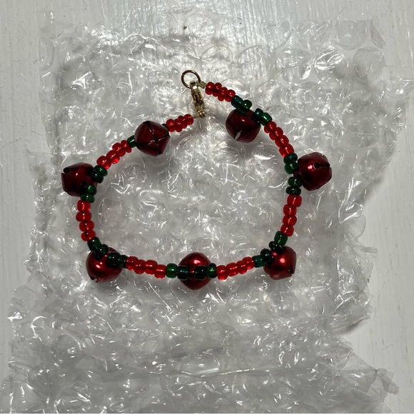Red & Green Bell Bracelet w/ red bells - Picture 2 of 2